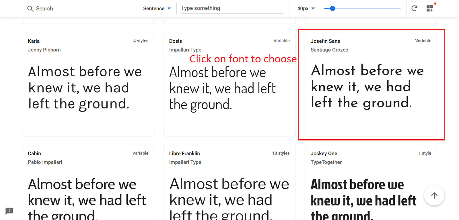 Choosing Google Fonts